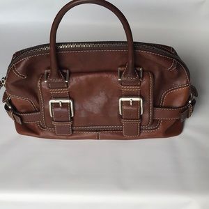 Michael Kors brown leather shoulder handbag purse